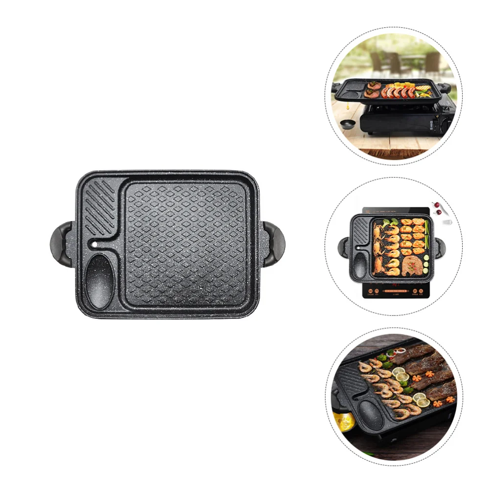 

1pc Barbecue Pan Cast Iron Barbecue Plate Barbecue Tray Teppanyaki BBQ Tool
