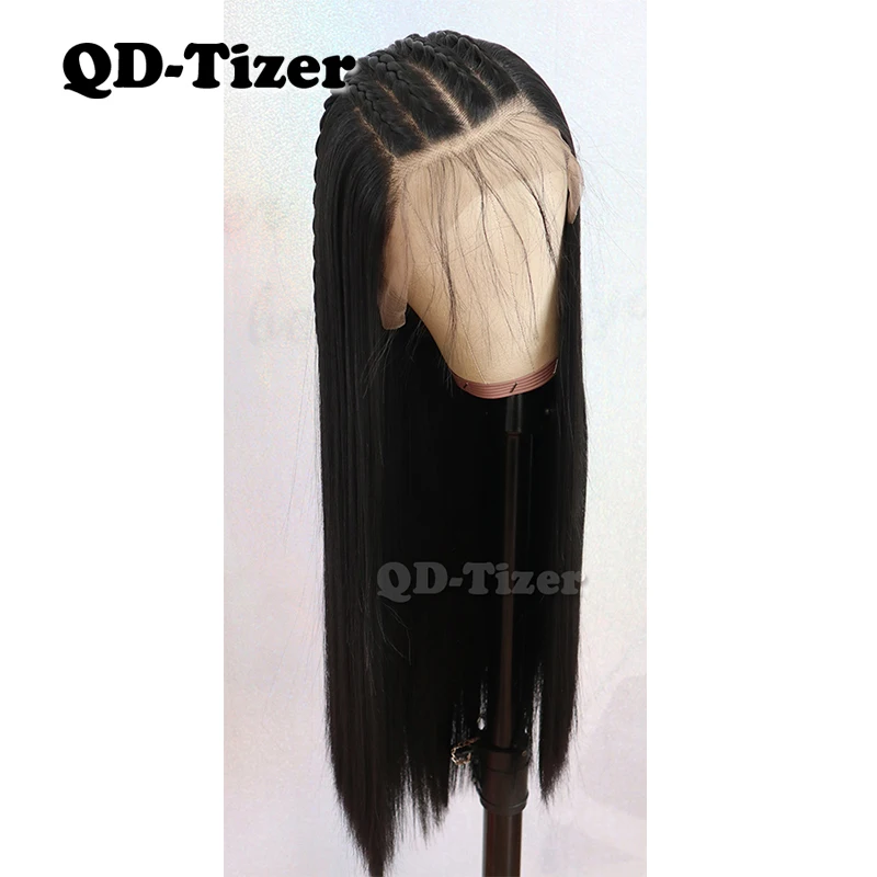 QD Tizer 13*6 кружевные передние парики длинные прямые волосы черного цвета с детскими