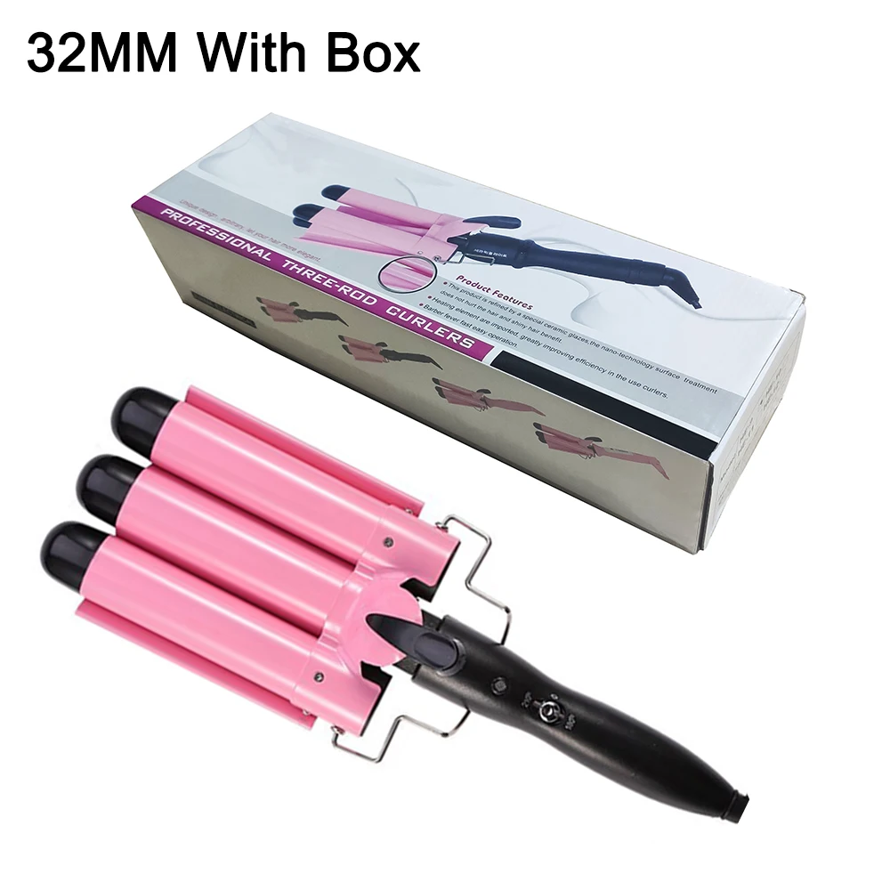 

25mm 32mm Hair Curler Automatic Perm Splint Ceramic Curling 3 Barrels Big Wave Hair Curling Iron Hair Waver Curlers Styling Tool