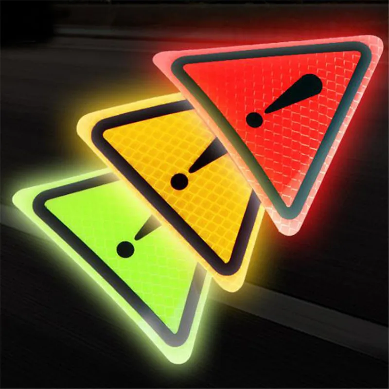 

Треугольный восклицательный знак, светоотражающий предупреждающий знак, наклейка для автомобиля для ночного вождения Светоотражающая защитная наклейка, наклейка для предотвращения столкновений