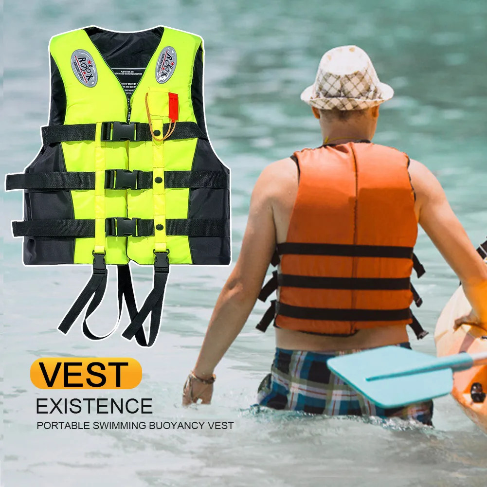 

Universal Outdoor Swimming Boating Skiing Driving Vest Survival Suit Polyester Life Jacket for Adult Children with Pipe S -XXXL