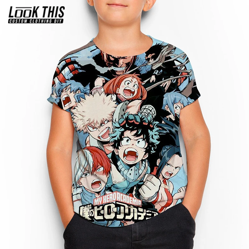 

Japan Anime My Hero Academia 3D Boys Girls Oversized T-shirt Cool T Shirts 2021 Summer Short Sleeve Tops New Children Clothing