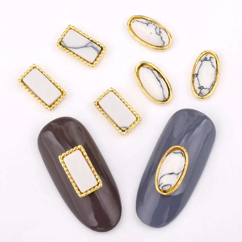 10 шт. Новый 3d-украшения для ногтей гламурный сплав Золотая основа квадратный