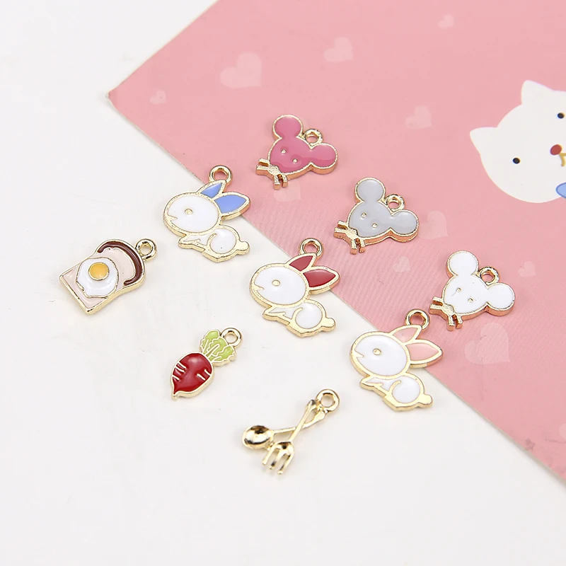 Симпатичные Мультяшные животные кролик/Крыса/морковка из сплава подвески в