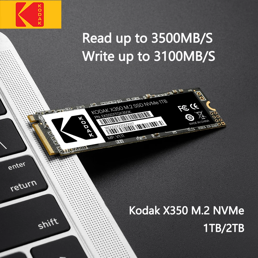 

Kodak M.2 SSD 3.0×4 PCIe NVMe 1TB 2TB Solid State Drive DRAM Cache M.2 2280 Internal Hard Disk Laptop Desktop