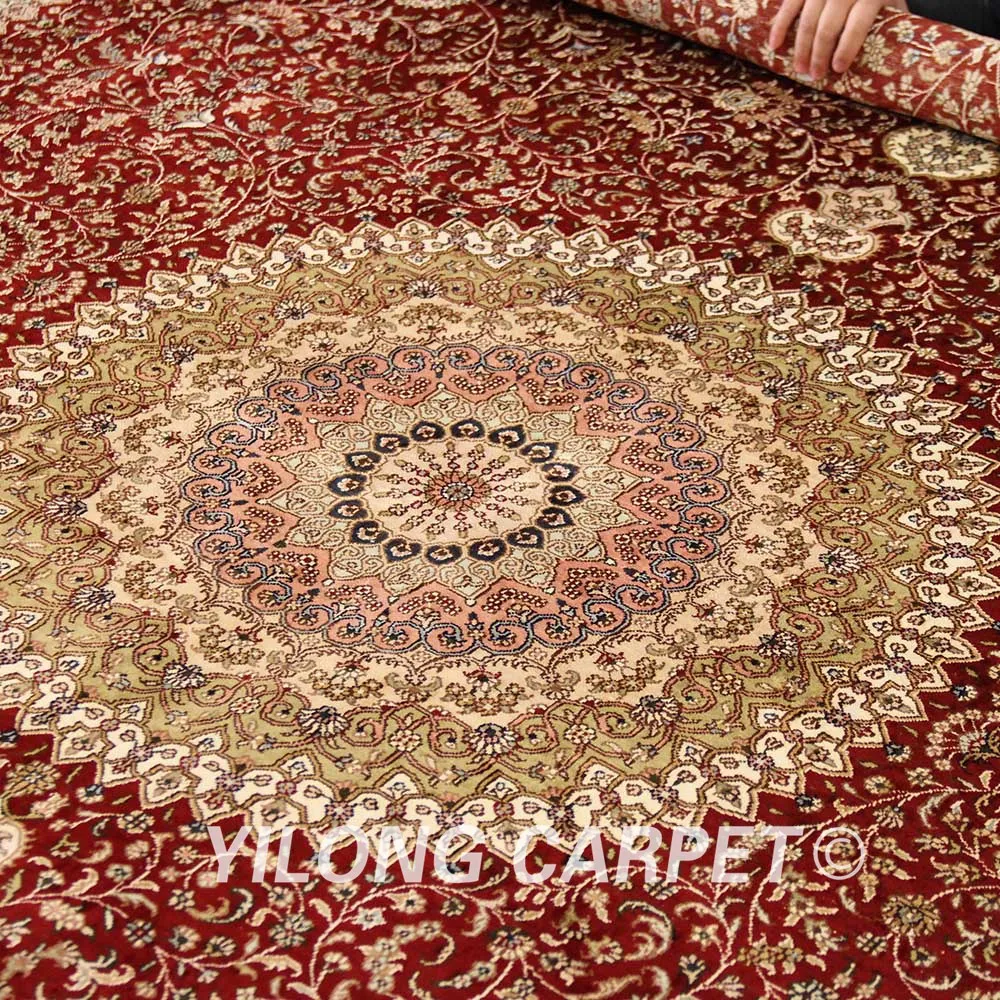 YILONG 9 'x 12' роскошный красный медальон персидский классический ковер ручной