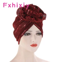 new women elegant flower turban shinny silk hats cancer chemo caps beanies muslim turbante party bandanas hair accessories