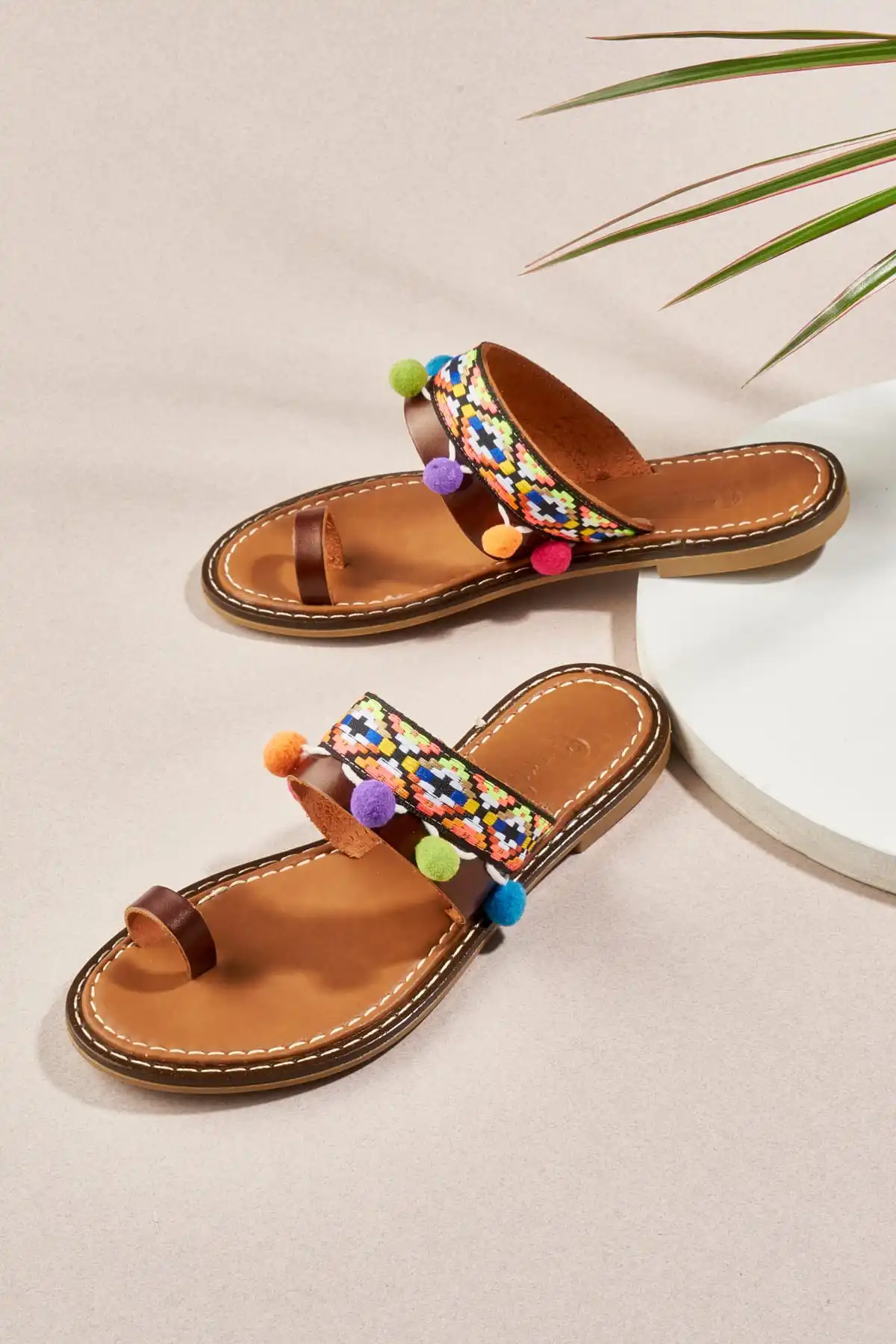 Bambi Genuine Leather Coffee Women 'S Slippers H0602808303 | Обувь