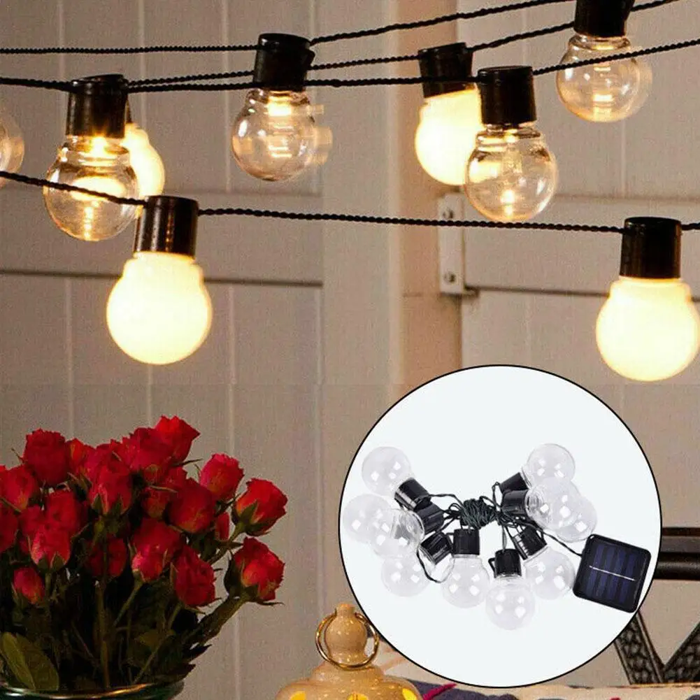 

Multi Coloured Warm White Solar Powered Retro Bulb Lights Outdoor Summer For Garden Decoration String Lamp Fairy Home B8Y7