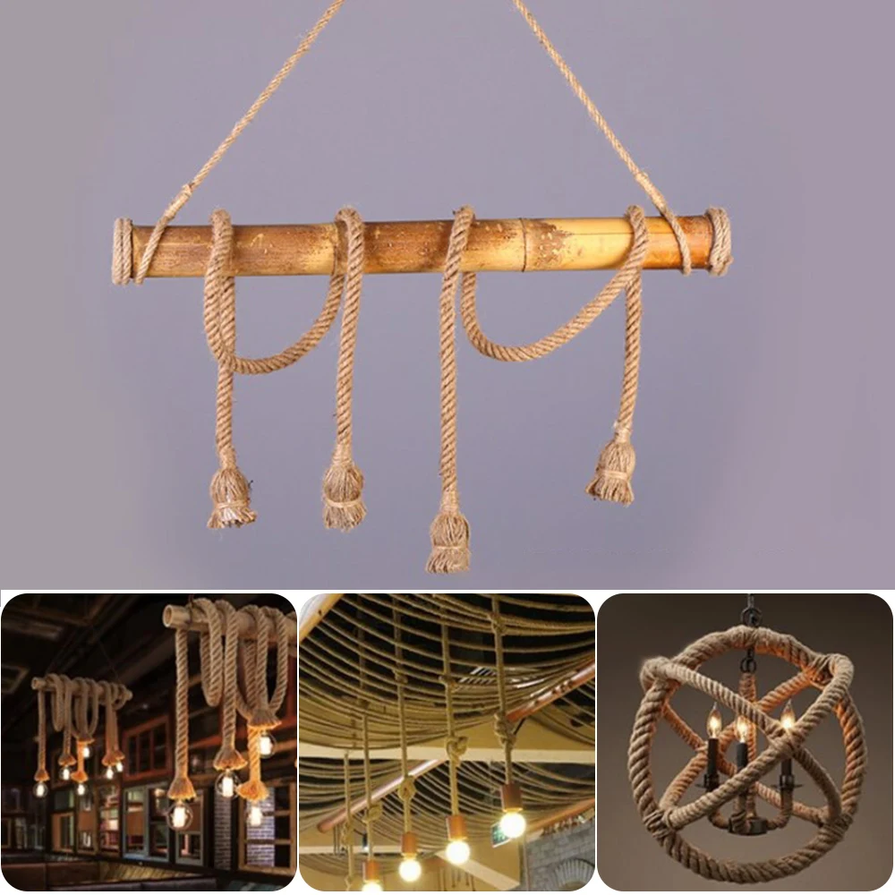 Кулон из пеньковой веревки креативная промышленная лампа DIY люстра американская