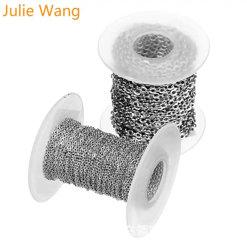 Julie Wang 10 ярдов/рулон 1-3 мм нержавеющая сталь крест о-образная цепочка для женщин и