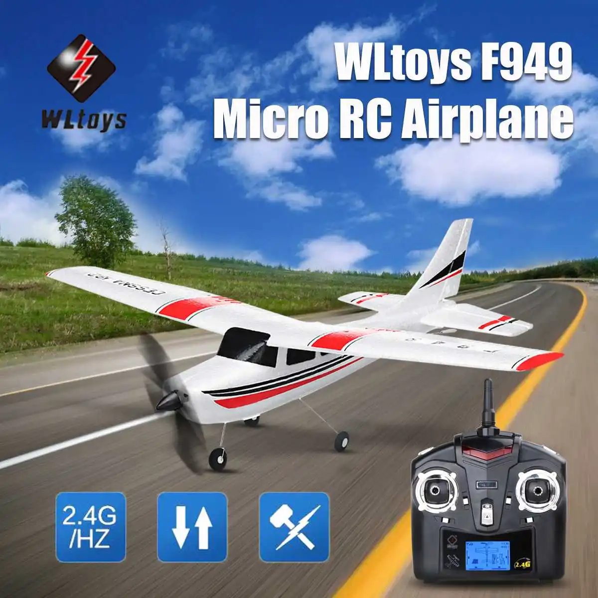 

WLtoys RC Airplane Fixed Wing Plane Outdoor Toys Cessna F949 3CH 2.4G RTF Upgrade Version with Digital servo propeller Gyroscope