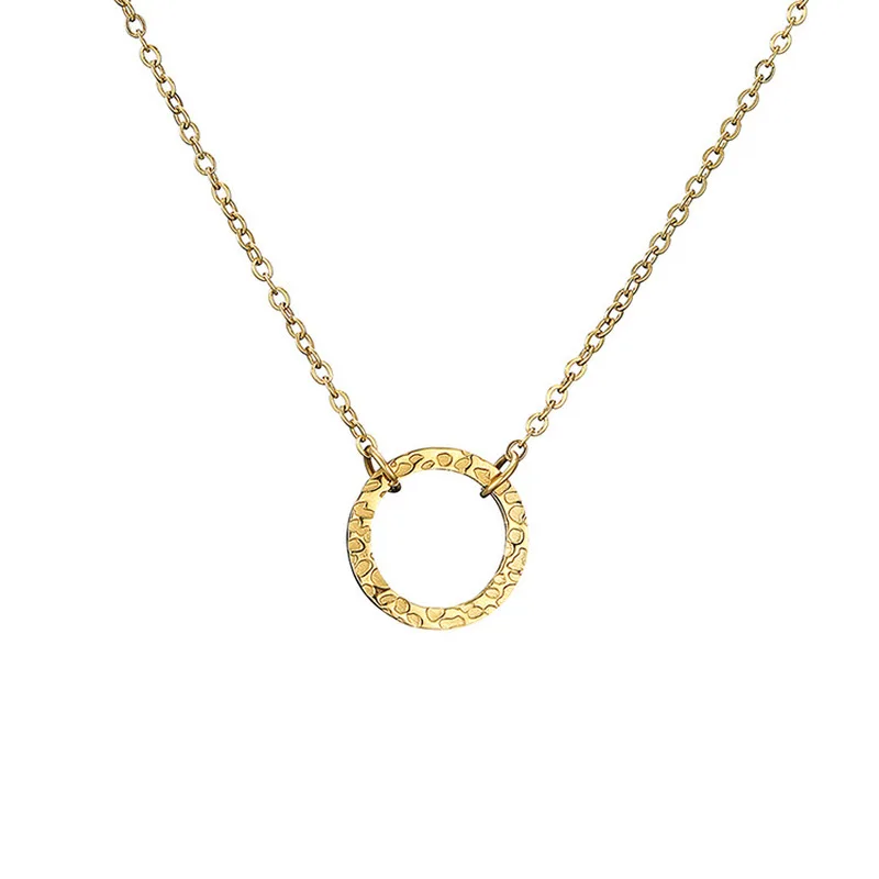 

Minimalist Simple Rose Gold Silver Circle Pendant Necklace for Women Stainless Steel Chain Letter Printed Ring Chokers Necklaces