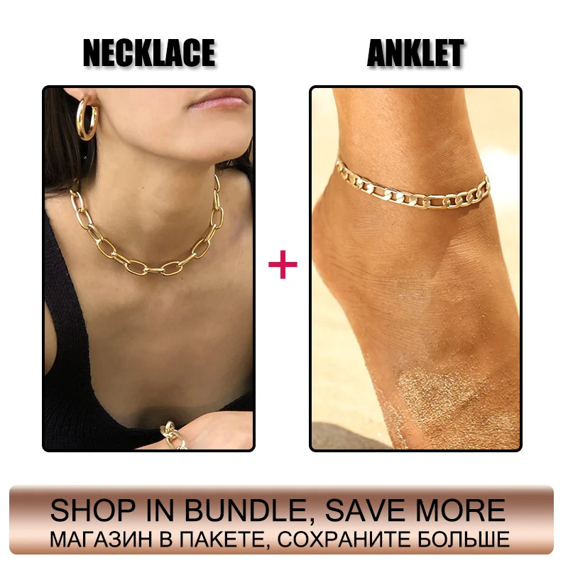 Женское Ожерелье из кубинской цепи IF ME толстая массивная цепочка золотистого