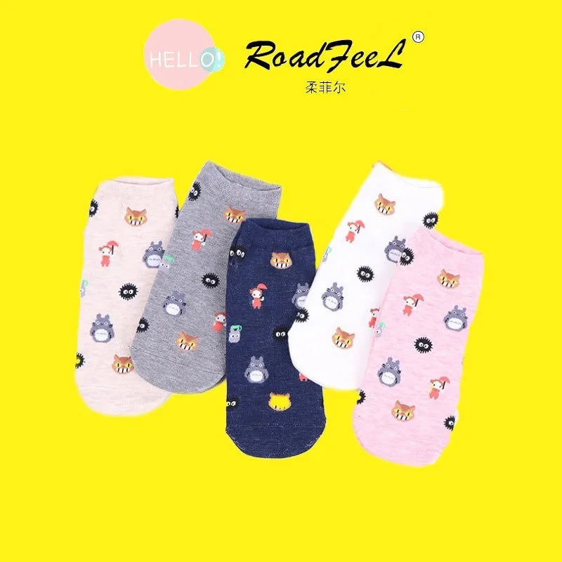 Japanese Women Thin Sock Novelty Ladies Anime Totoro Socks Colorful Unisex Short Funny Cotton Sox Female Spring Trendy Skarpetki