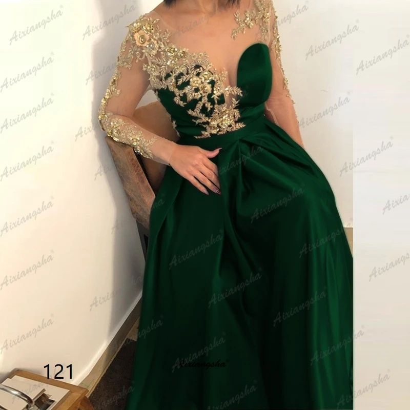 Роскошные красные вечерние платья с длинным рукавом Золотая аппликация вечернее