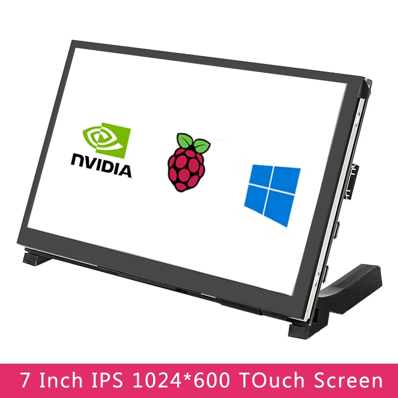 Tela de Toque Capacitivo + Suporte para Raspberry 3b + - Polegada Lcd Display pi 4 Modelo b - 3b Jetson Nano pc Windows 7 Ips 1024x600 hd