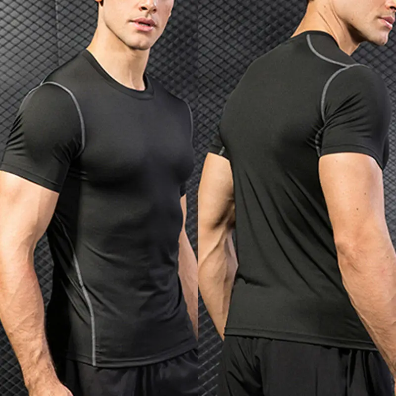 

Men Compression Base Layer Short Sleeve Fitness Workout T-Shirt Gym TrackTops