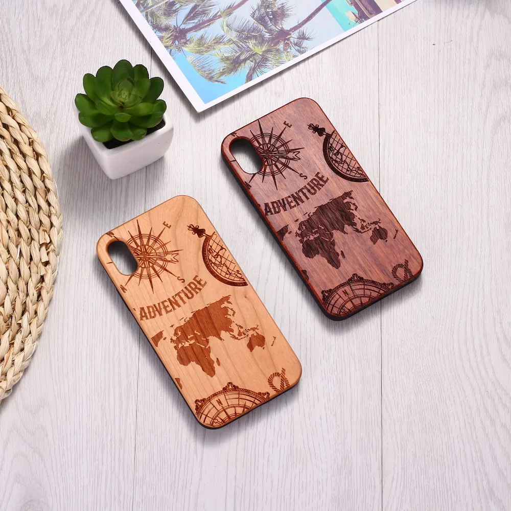 

For iPhone 12 11 13Pro Max 7 7Plus 7 8 8Plus X XR XS Max Engraved World Map Travel Adventure Wood Phone Case Fundas Coque