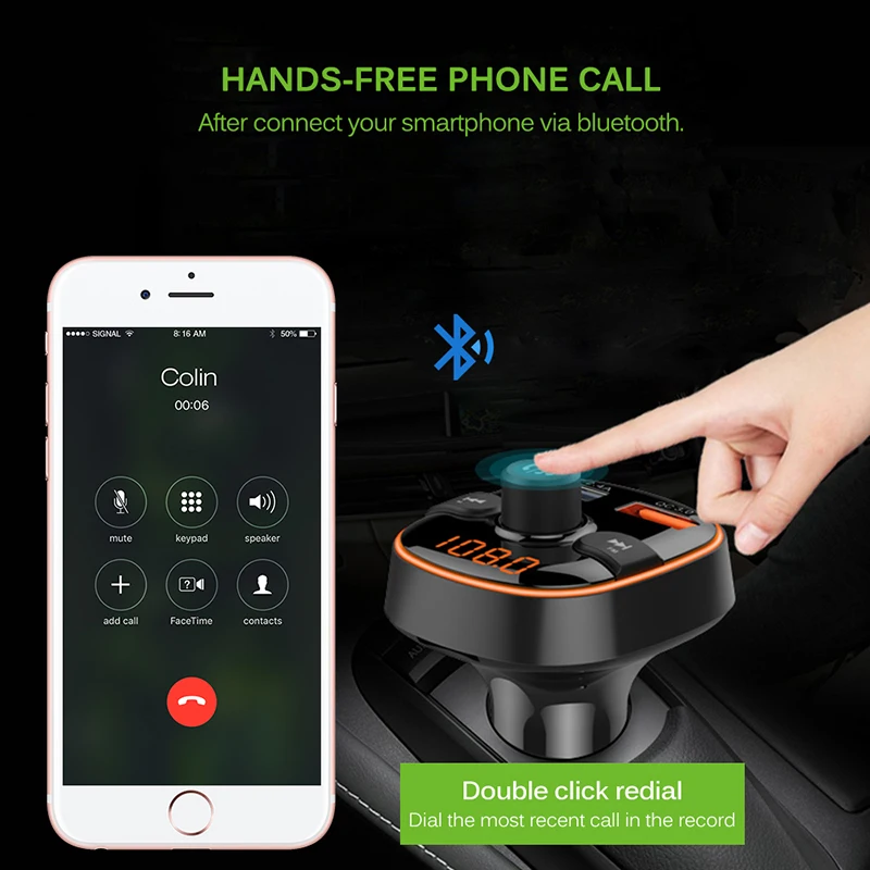 Беспроводной FM трансмиттер Onever с Bluetooth 5 0 Автомобильный MP3 плеер комплект