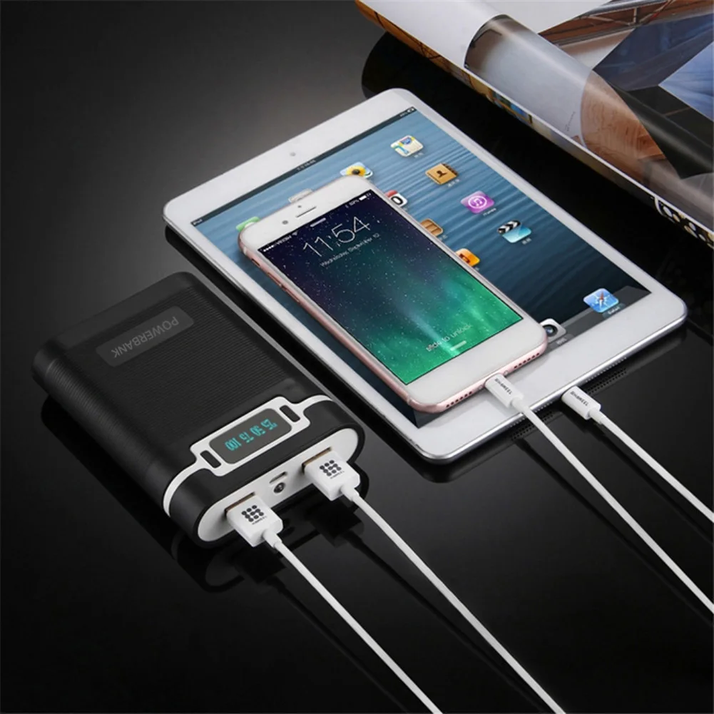 Портативный внешний аккумулятор с двумя USB-портами 4*18650 | Электроника