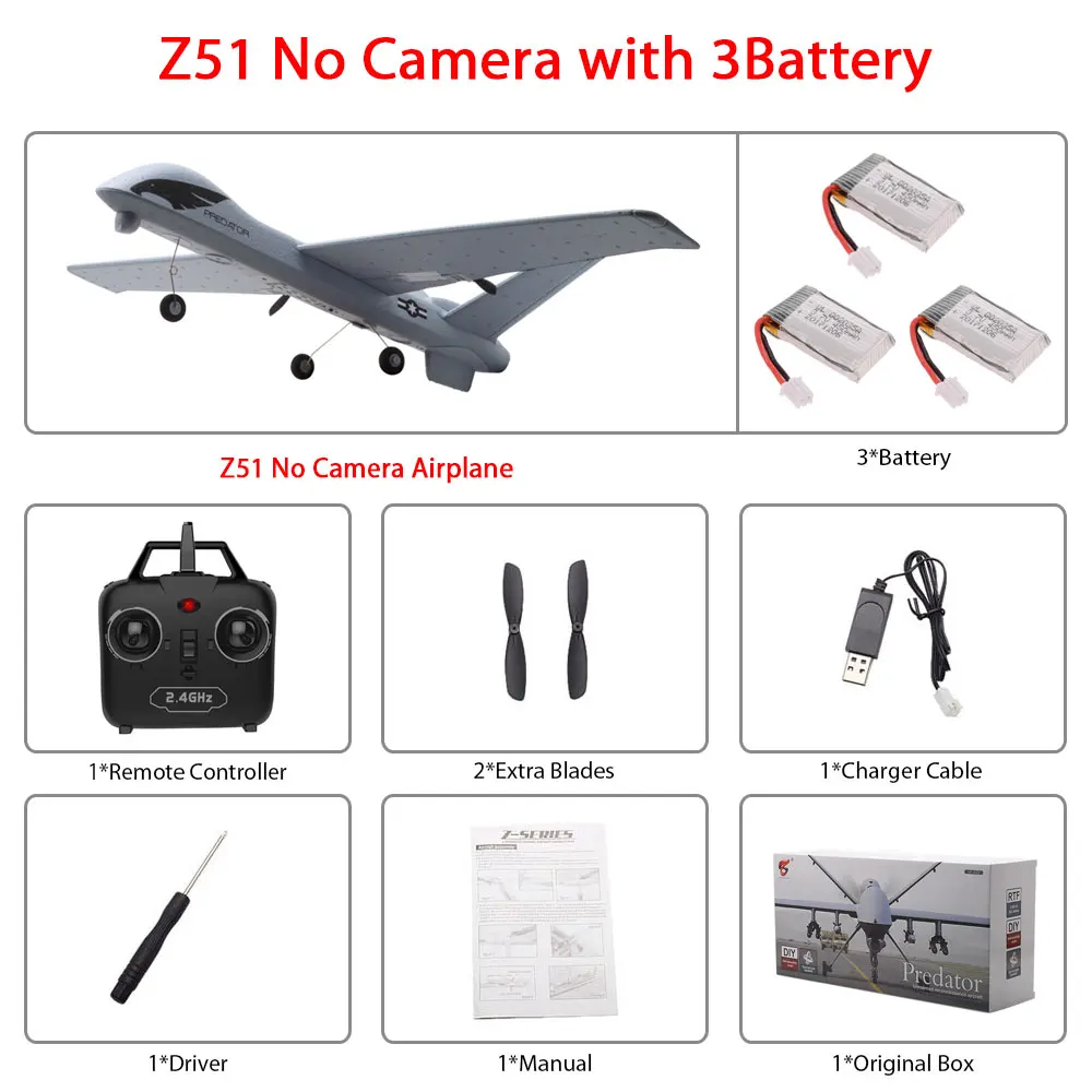 Z51 3B color box Радиоуправляемый самолет Z51 из ЕПП-пены с HD камерой 2 Мп или без камеры, 20 минут в полете - Цвет: Z51 3B color box