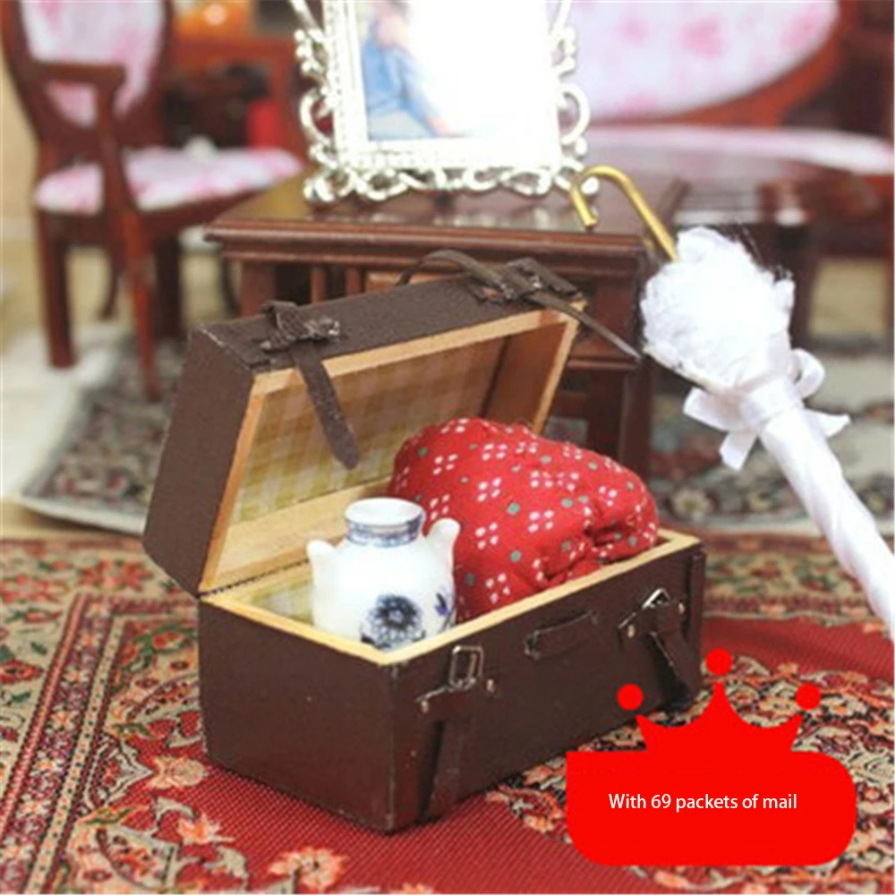 DIY мини кукольный домик Модель творческое Искусство деревянный кожаный чемодан