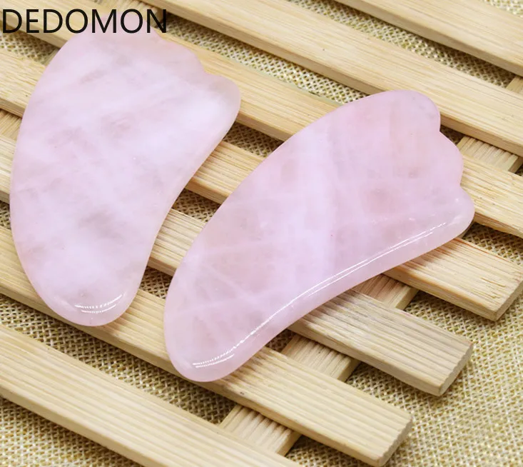 Скребок Для Массажа Гуаша натуральный нефрит розовый кварц камень для лица шеи