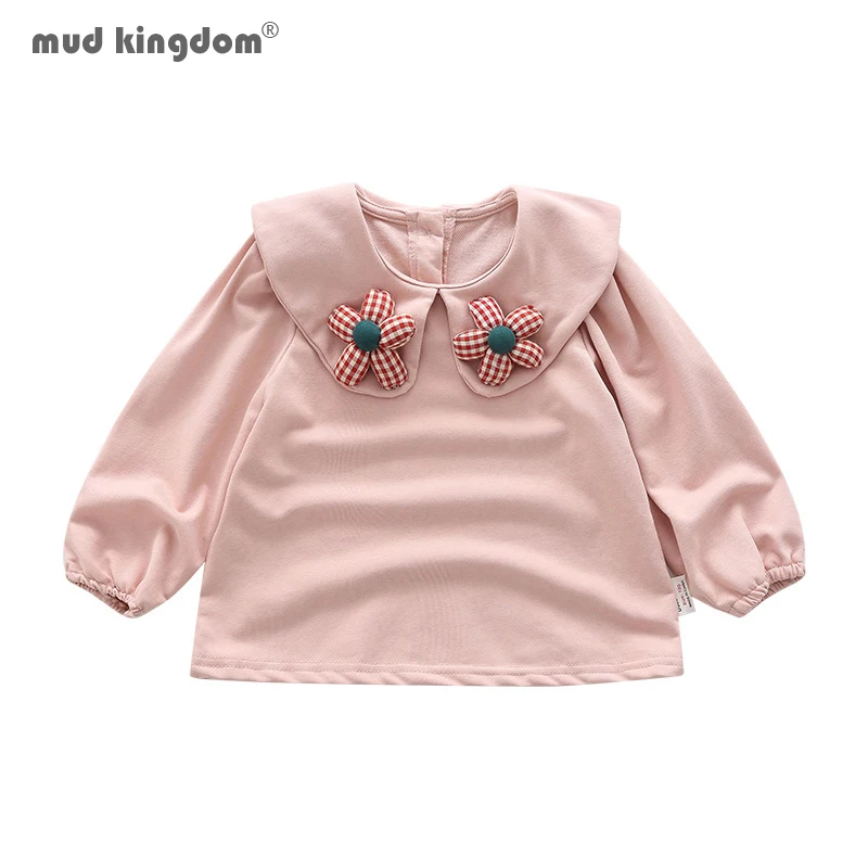 

Mudkingdom Little Girls Shirts Peter Pan Collar Long Sleeve 3D Flower Cute Girls Top for Children's Clothing Spring Autumn 2-6T