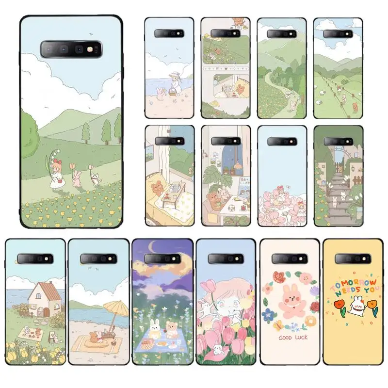 

YNDFCNB Cute Bear Cartoon Rabbit Animal Phone Case for Samsung S10 21 20 9 8 plus lite S20 UlTRA 7edge