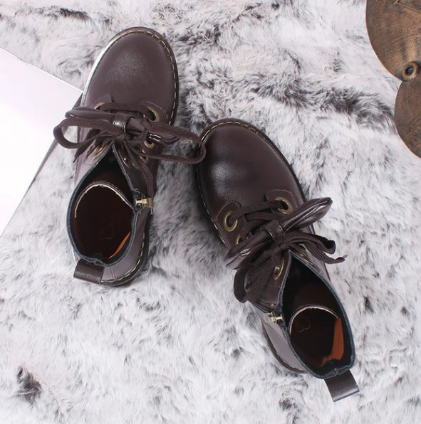 Женские ботинки со шнуровкой Винтажные ботинки-мартинсы с круглым носком и милым