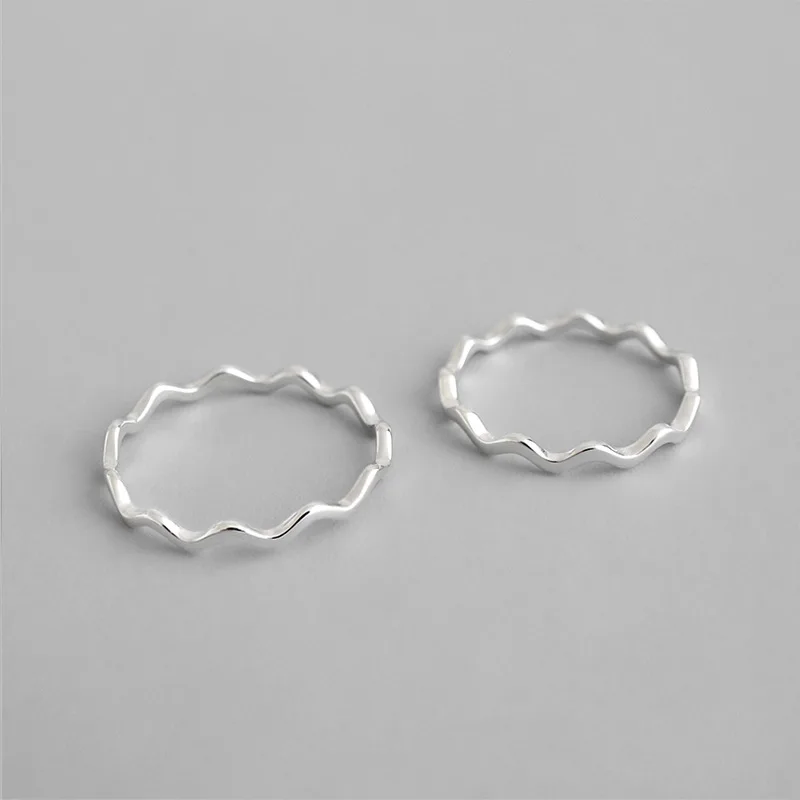 

MEYRROYU Minimalist 925 Sterling Silver 2021 New Fashion Trend Curve Wave Geometric Ring Jewelry Gift Wholesale