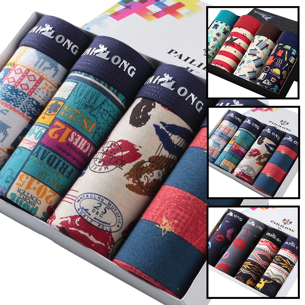 

4pcs Mens Boxer Shorts Underpants Men Pouch Panties Male Modal Printing Underwear Slip Thin Stretch Sexy Ultra-Thin BoxerShort