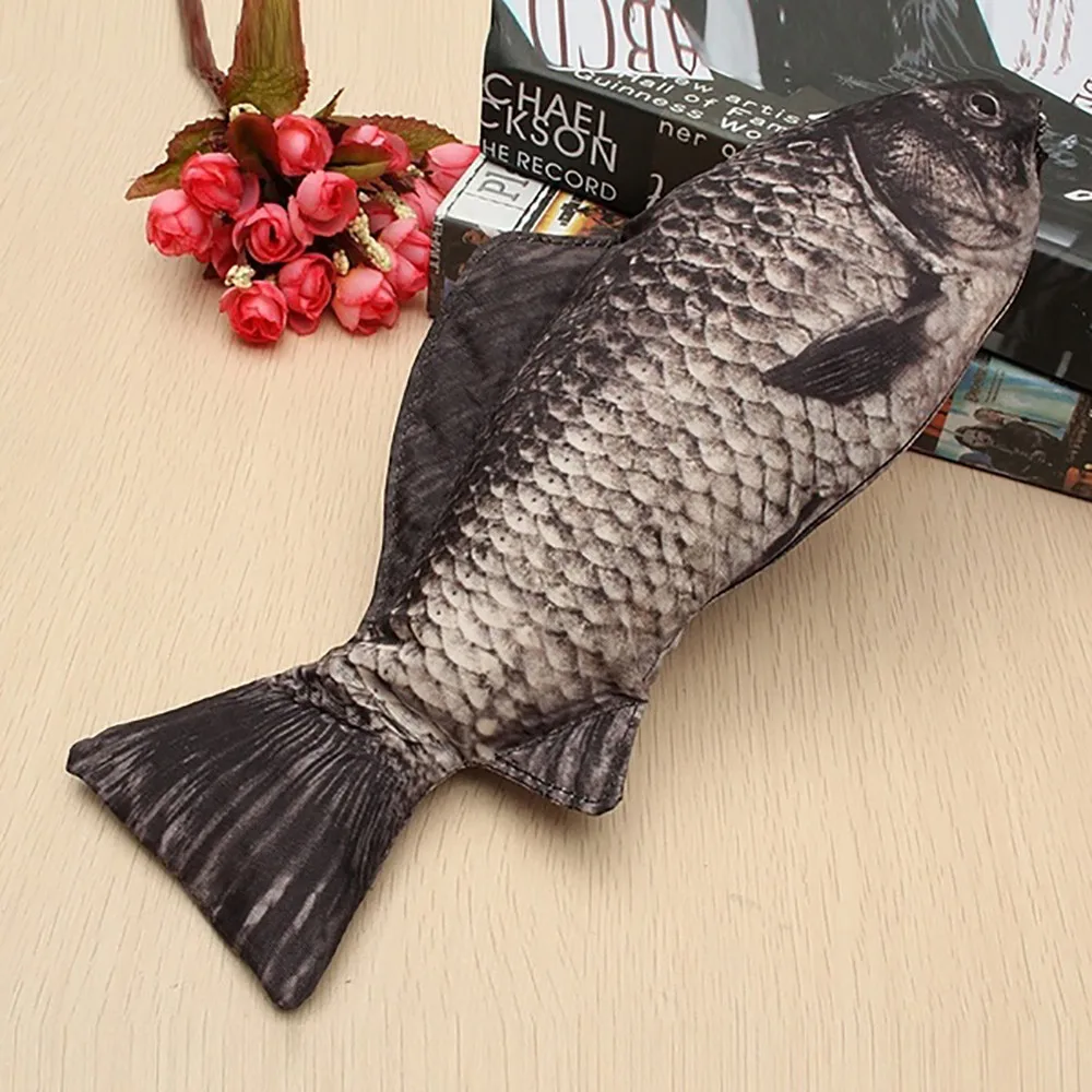 Carp Pen Bag Realistic Fish Shape Make-up Pouch Pencil Case With Zipper Creative storage bag Storage of debris Shopping 828 | Дом и сад