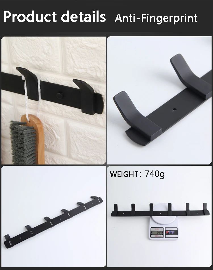 Аксессуары для ванной комнаты черное полотенце 23456 крючок твердая нержавеющая