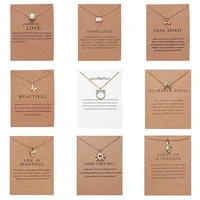 charm gold color sun wings women necklace pendant metal chain feather cat circle choker jewelry gift wish card