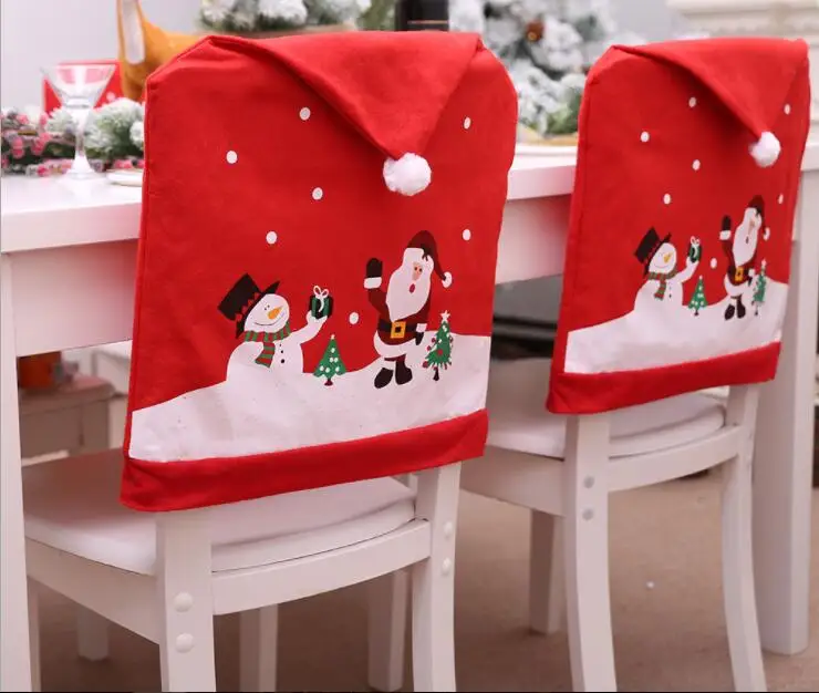 

4Pcs/lot Christmas Chair Cover Santa Claus & Mother Santa Party covers cartoon Coverings non-woven fabrics wholesale FG1346