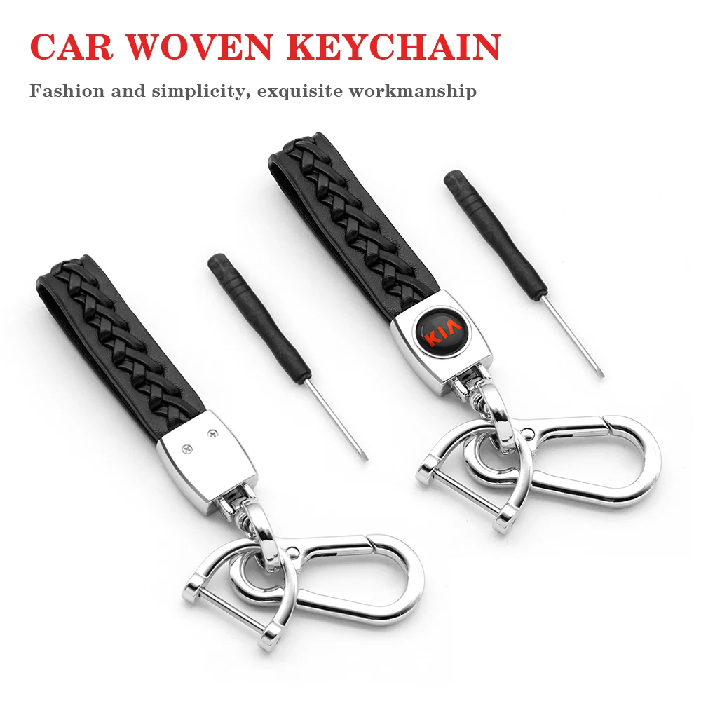 

Car Styling Car Logo Keychain Metal Leather Key Ring Key Chain For BMW E46 E90 Kia Sportage Ceed Rio 3 4 Picanto Car Accessories