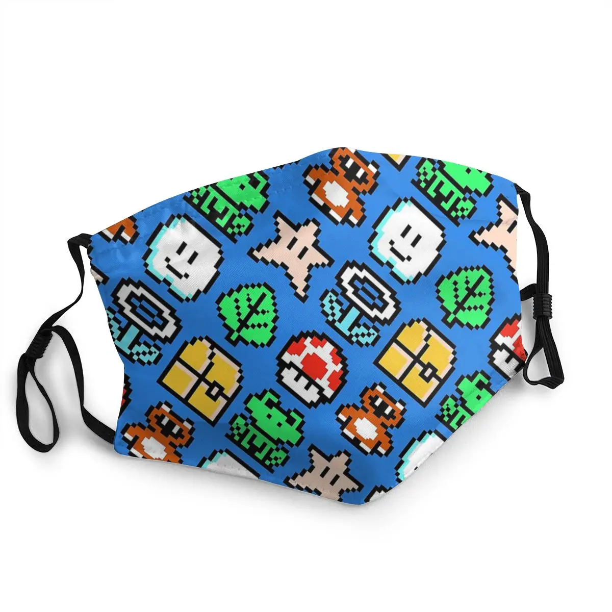 

Super Mario Video Game Pixel Art Washable Mouth Face Mask Anti Haze Dustproof Earloop Protection Cover Respirator for Men Women