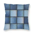 Наволочка для подушки в стиле пэчворк из джинсовой ткани 40x40 с декоративным принтом синяя джинсовая текстура наволочка для подушки для гостиной