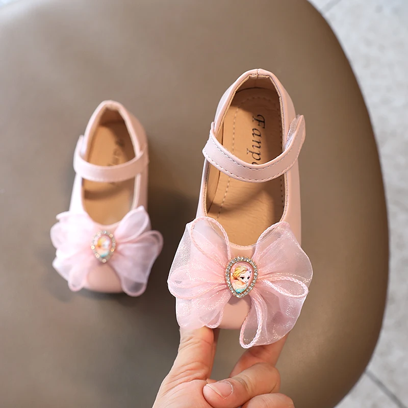 

Korean Style Elegant Girls Soft Leather Shoes Cute Bowtie Velcro 1-18 Years Old Kids Princess Shoes High Quality T21N08LS-64