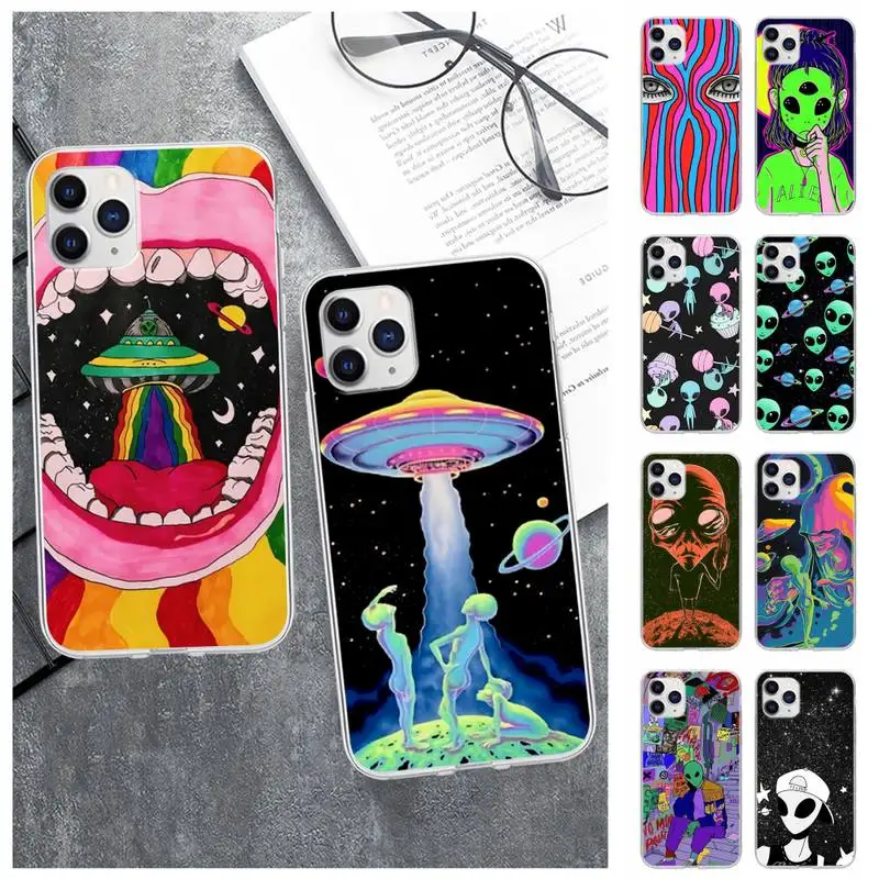 

Cartoon Alien Transparent Mobile Phone Cover Case For Huawei P20 P40 Lite P30 Pro P Smart 2019 Honor 10 10i 20 Lite