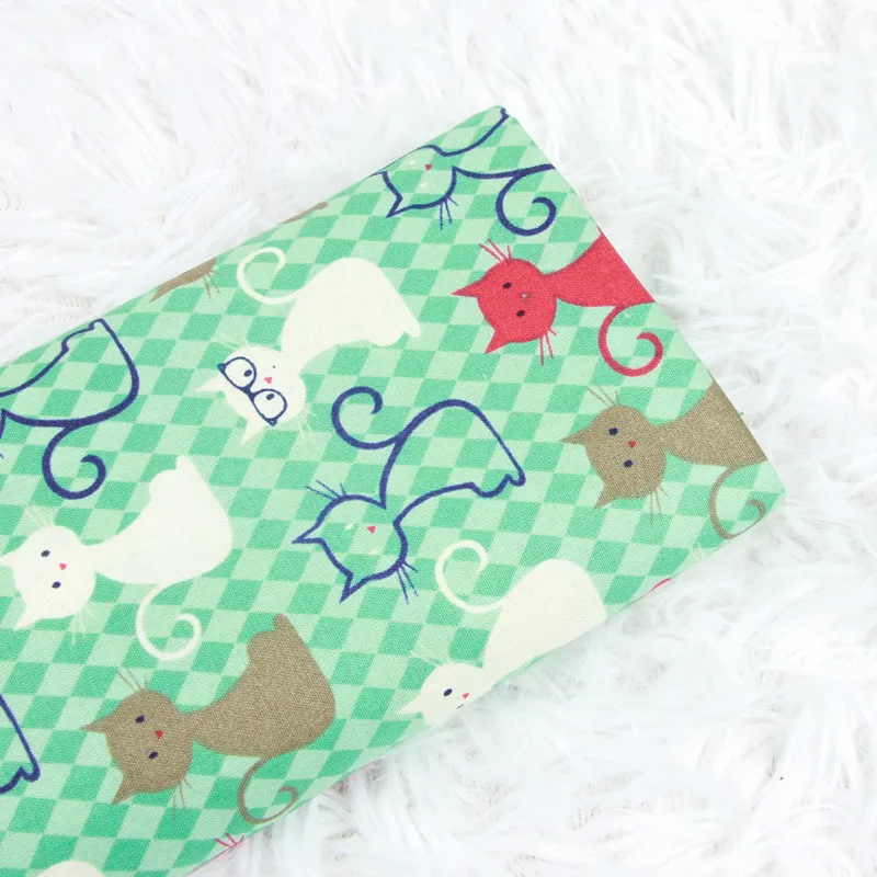 

50*140cm Plain Weave Cotton Cartoon Cat Printing Fabric Sewing Material Quilting Patchwork Needlework DIY Handmade Cloth Bag