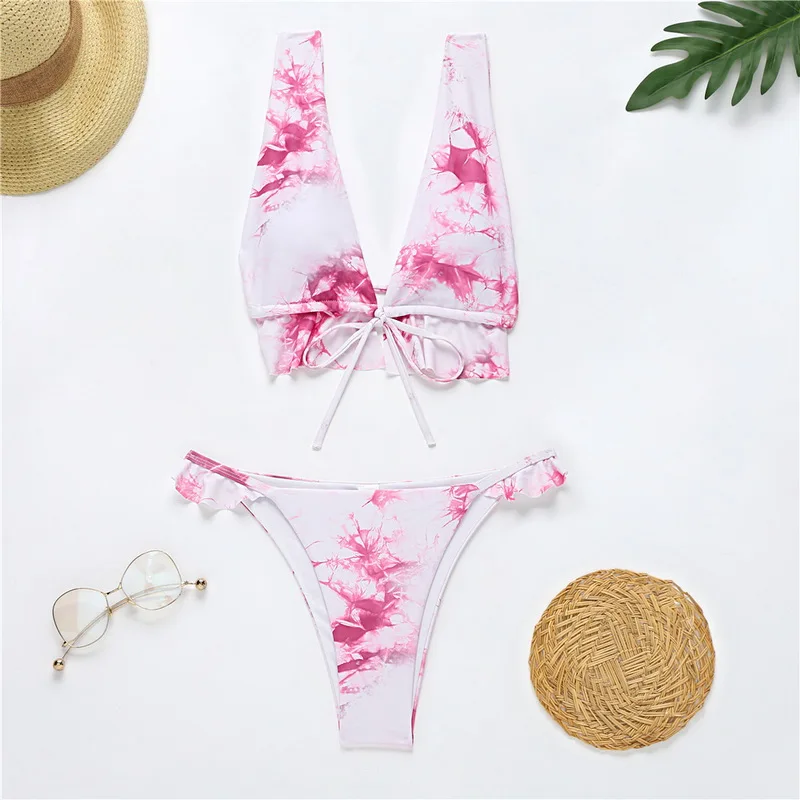 

2021 New Bikini Swimsuit Women 2 Pieces Swimwear Push Up Summer Bathing Suits Tie Dye Woman Swimsuit Sexy Beachwear Tankini