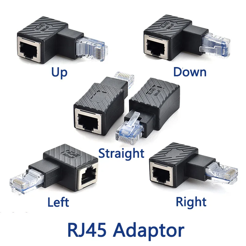 RJ45 конвертер Папа-мама углом 90 градусов Расширение адаптер для Cat5 Cat6 LAN Ethernet