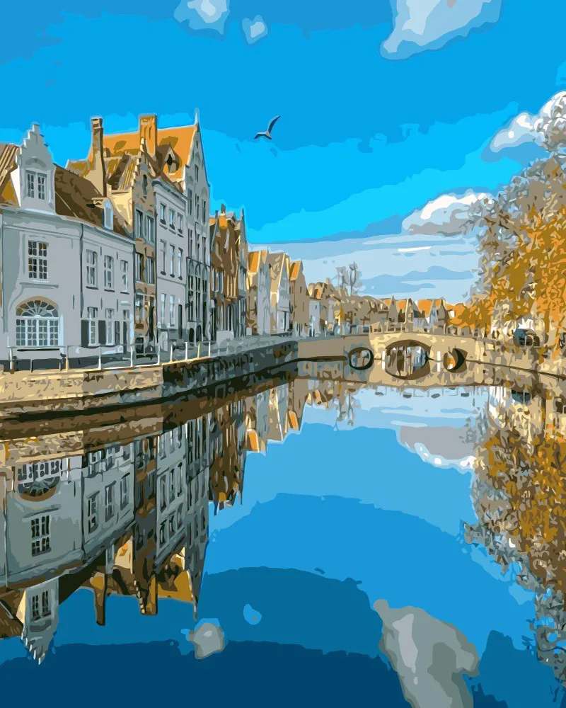 

Искусственные мосты и реки в Голландии, сделай сам, рисование по номерам, акриловая краска на льняной основе, цифровое Рисование, рисование ...