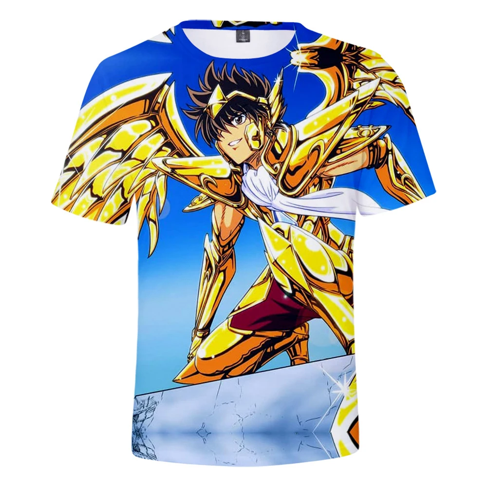 

2021 new anime Saint Seiya pattern T-shirt for men and women 3D printing summer T-shirt cartoon Anime shirt fashion T-shirt top