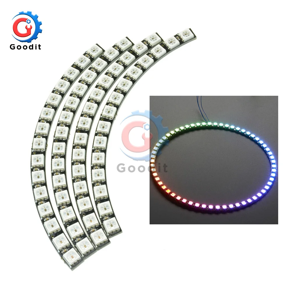 Беспроводной Wi-Fi Управление ESP8266 ESP-01 ESP-01S WS2812B 12 16 24 60 Светодиодный s 5050 RGB светодиодный кольцевой светильник светодиодный адаптер Управление; для Arduino