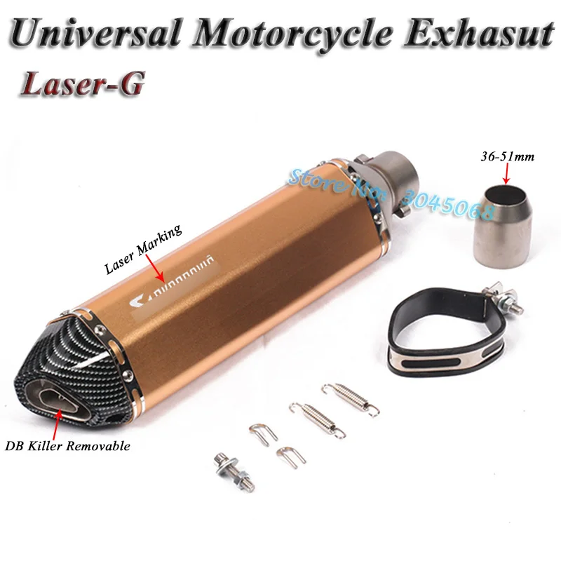 Laser-G 470 мм Мотоцикл выхлопная труба универсальный модифицированный скутер глушитель дБ глушитель для Z250 MT-03 ATV Грязь Bik e грязь Bik - Цвет: Laser-G