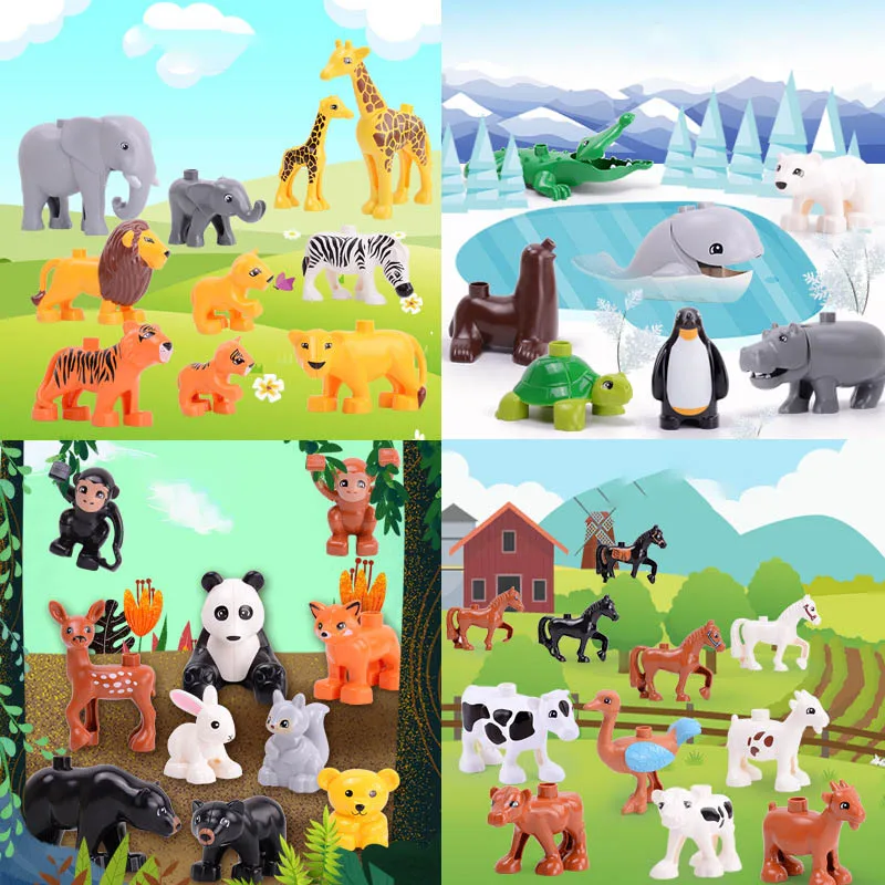 Animal Block Toy Dinosaur Lion Model Figures Big Size Building DIY Cartoon Brick Educational For Children Gift | Игрушки и хобби